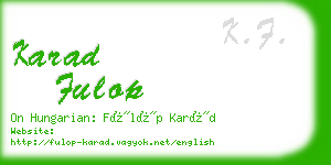 karad fulop business card